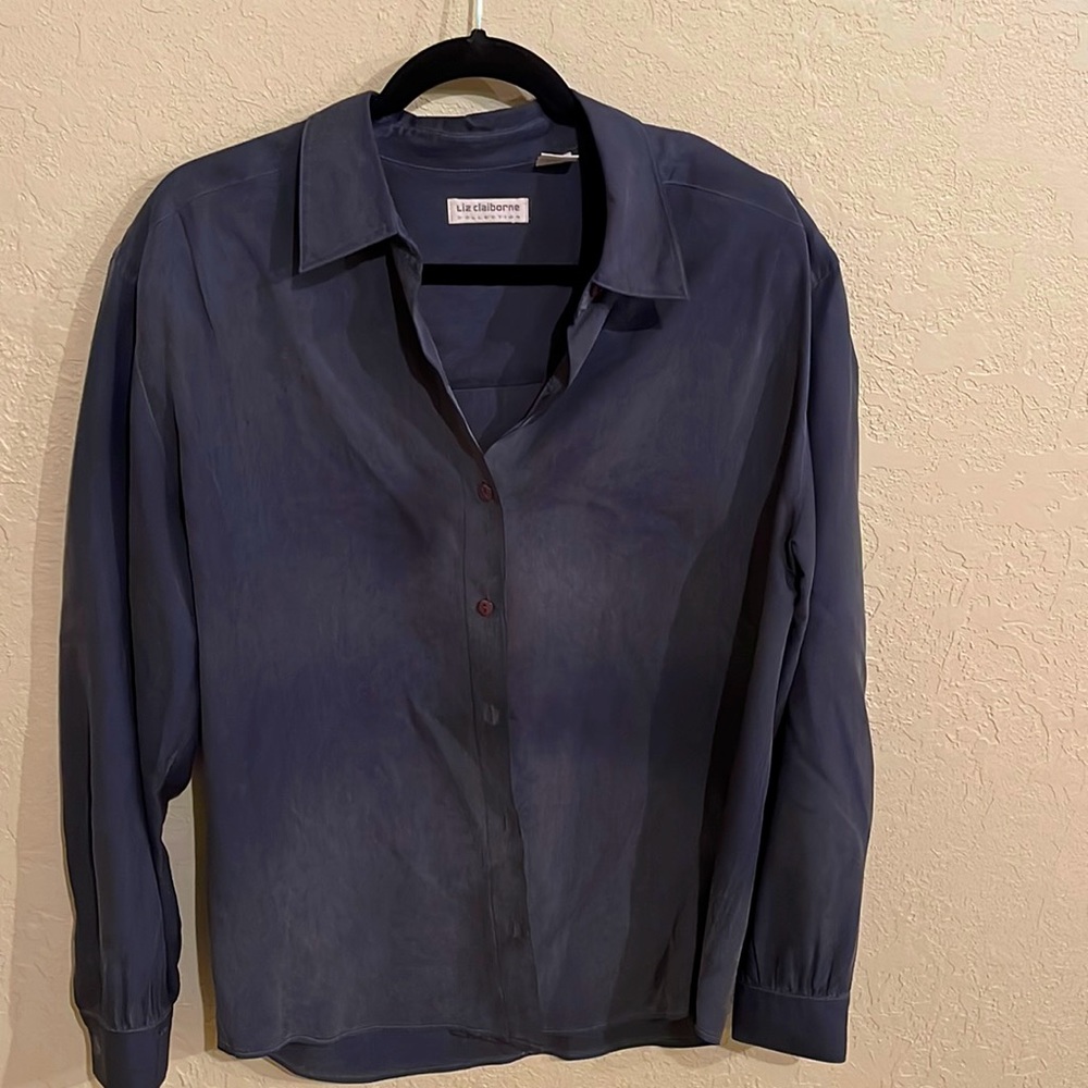 Liz Claiborne Smokey blue blouse.